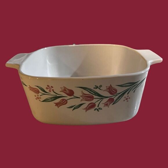 Vintage Corning Ware Rosemarie Pink Tulip Pattern Casserole Dish A-1 5-B 22 - Picture 1 of 4